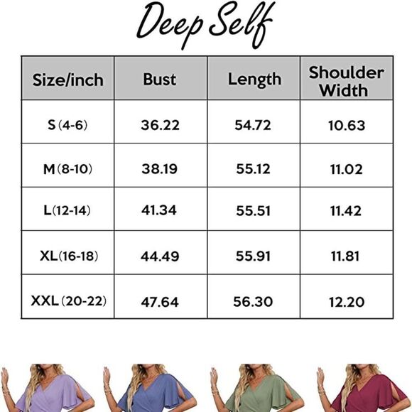 V Neck Short Sleeve Split Wrap Maxi Dress Waist Tie Casual Flowy Long Dress - Picture 7 of 7